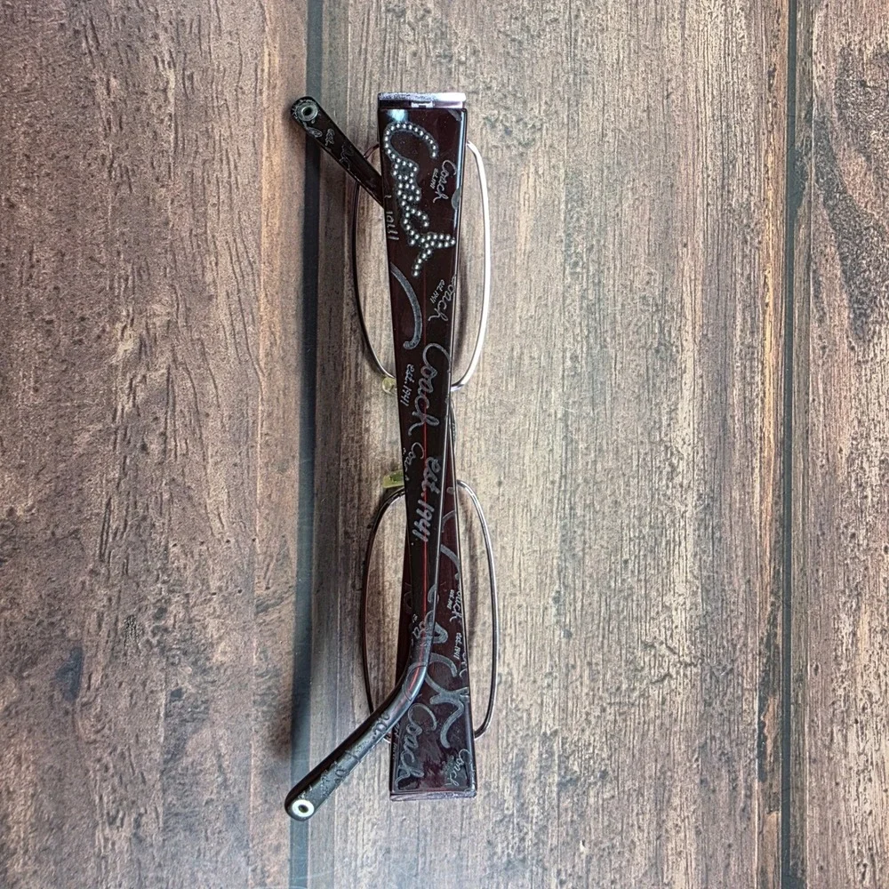 Coach Bailey 216 Burgundy Rectangular Eyeglass Rhinestone Script Logo 49-18